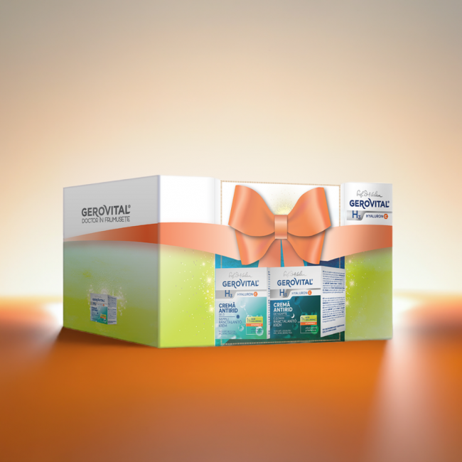 Gift Pack Gerovital H3 Hyaluron C Anti-wrinkle cream day care and